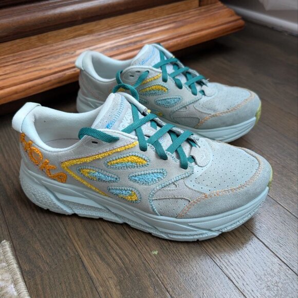 Hoka One One U Clifton L Embroidery Sneaker Shoes, Size Men 9.5 / Women 10,5 US - Picture 2 of 14